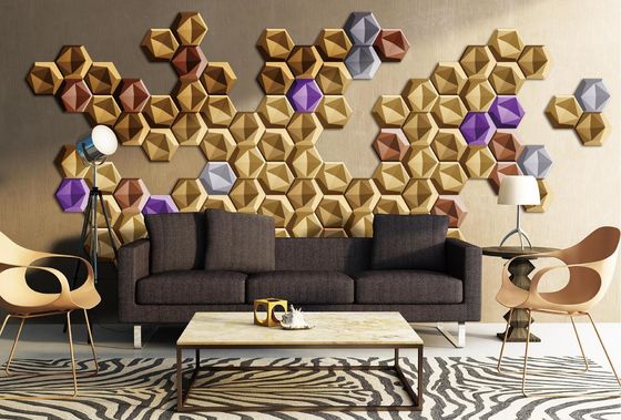 Fireproof 3D Leather Wall Panel Thickness 5mm For Wall Decoration