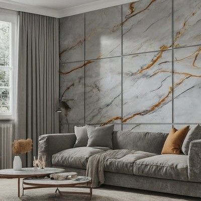 Tile Effect Patterned Pvc Wall Panels Moisture Resistance Sound Insulation
